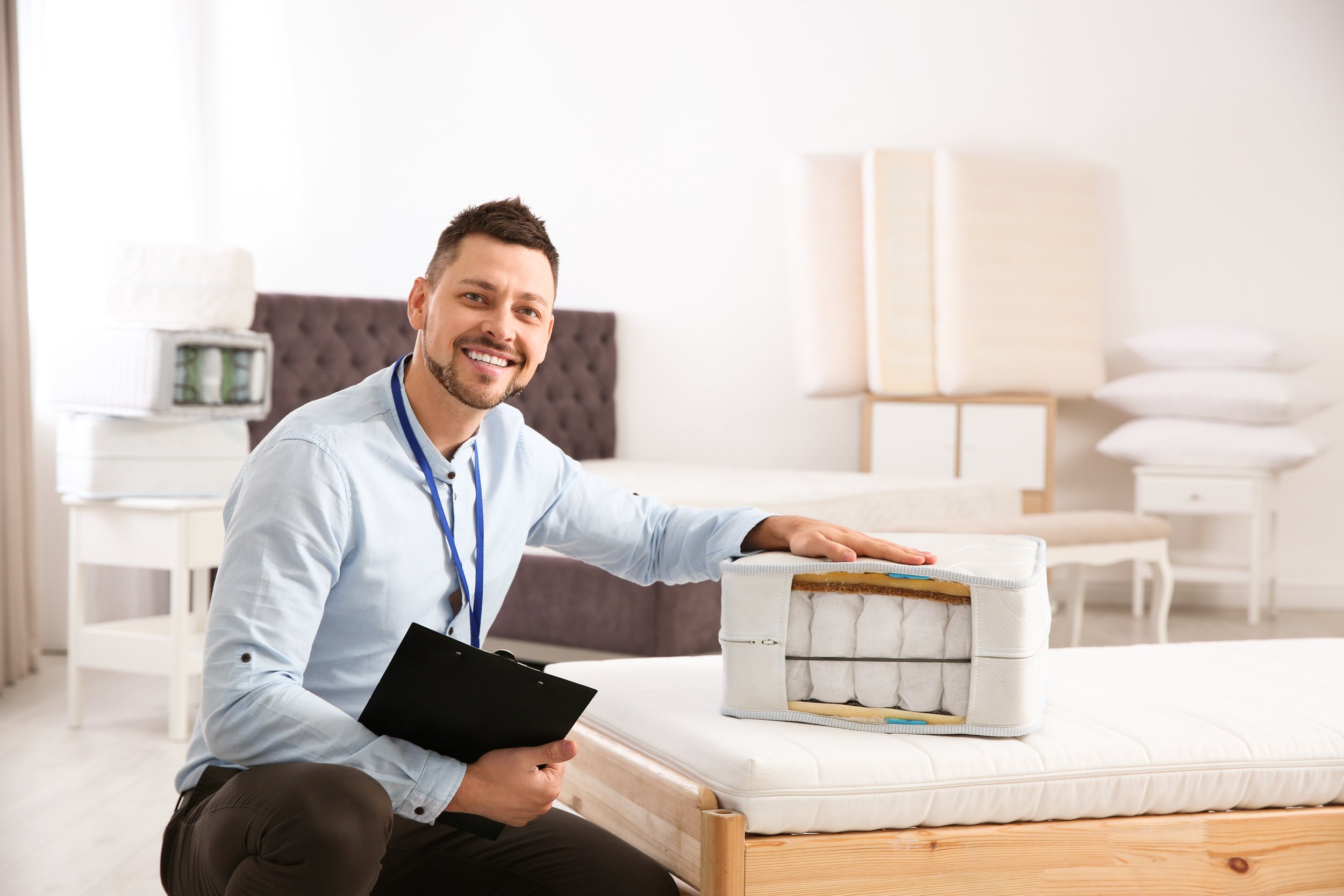 Salesperson working in store